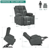 YITAHOME Dark Grey Power Lift Recliner with Massage, Heat, USB Ports, Cup Holders, Remote Control, and a Spacious Fabric Seat