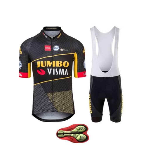 Mens Summer Cycling Kit with Short-Sleeve Jersey and 20D GEL Bib Shorts for Mountain Biking, Road Racing & Team Riding