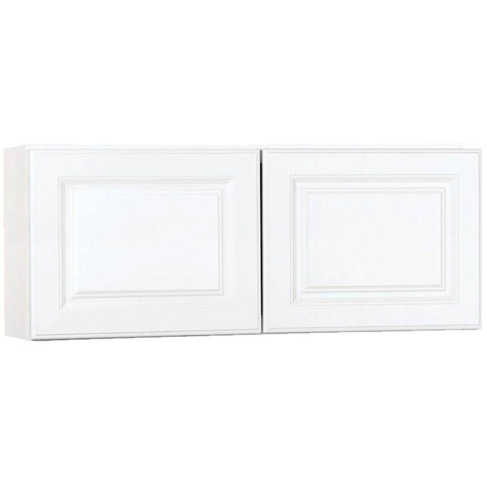 Hampton Bay 36 x 15 x 12 in. Wall Bridge Kitchen Cabinet in Satin White