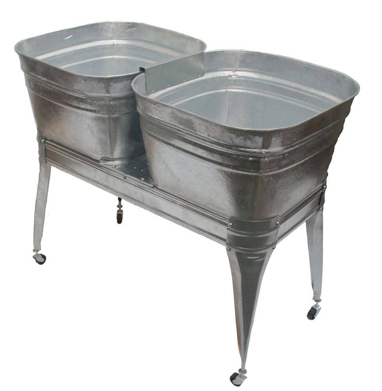 Dover HDQTUOG Twin Wash Tub with Freestanding Stand and Drain