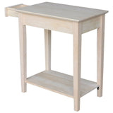 Narrow Transitional End Table in Natural Wood, Featuring One Drawer by Pemberly Row
