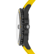 Fossil FB01 Mens Three-Hand Date Watch with Yellow Silicone Strap