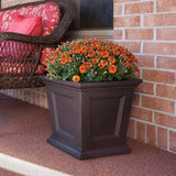 Mayne Fairfield 16in Square Self-Watering Planter in Espresso, Durable Resin Design, Model 5887-ES