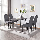 Set of 6 Yaheetech Upholstered Parsons Dining Chairs with Padded Fabric Seats, Nailhead Trim and Wood Legs, Khaki (3 Packages)