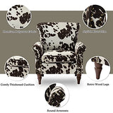 HULALA HOME Upholstered Wingback Accent Chair with Removable Cushion, Wood Legs and Nailhead Trim, Floral Living Room or Bedroom Armchair, Blue