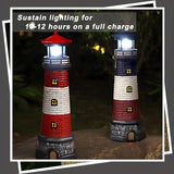 Solar-Powered Rotating Lighthouse Garden Statue with Automatic Waterproof Lights, Red Lawn and Patio Decoration for Yard, Ground or Tabletop, Housewarming Gift