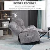 HOMCOM Electric Power Lift Recliner for Elderly with Remote Control and Side Pocket, Compact Grey Living Room Chair