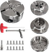 4-Inch Self-Centering Wood Lathe Chuck with 4 Jaws, 1 x 8 TPI Mount for Wood Turning