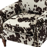 HULALA HOME Upholstered Wingback Accent Chair with Removable Cushion, Wood Legs and Nailhead Trim, Floral Living Room or Bedroom Armchair, Blue