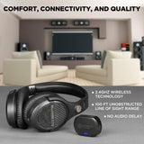 BlueVIBE GTV Wireless TV Headphones for Seniors and Hearing Impaired, 2.4GHz RF Transmitter with 10-Hour Battery and No Audio Delay