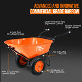 SuperHandy 24V DC Electric Wheelbarrow Utility Cart with 330lbs Maximum Load, Barrel Dump Design for Material and Debris Hauling