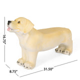 Hargis Outdoor Garden Bench Featuring a Labrador Dog Design, Light Brown