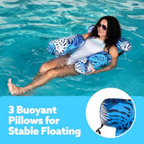 Sloosh Inflatable Pool Lounge Chair with Plant Pattern, Floating Hammock Mat for Adults, Water Raft for Pool, Beach and Summer Parties
