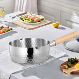 CUTICATE 18cm Japanese Saucepan with Long Handle, Universal Stovetop Cooking Pot for Noodles, Pasta, Hiking, Indoor, or Outdoor Camping