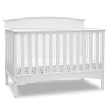 Delta Children Archer 4-in-1 Convertible Baby Crib with Solid Panel Design, GREENGUARD Gold Certified, Bianca White