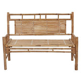 47.2-Inch Bamboo Garden Bench with Backrest, Carry Handles and Cushion, Portable Seating for Patio, Indoor or Outdoor Use
