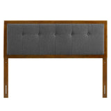 Modway Draper Tufted Queen Headboard with Fabric Upholstery and Wood Frame, Walnut Charcoal