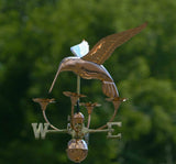 Good Directions Hummingbird Weathervane with Flowers, Finished in Polished Copper