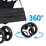 BBBuy Foldable 4-Wheel Pet Jogger Stroller and Travel Carrier with Waterproof Cover, Storage Basket, Cup Holder and Removable Liner, Black