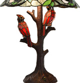 River of Goods Cardinal Stained Glass Table Lamp with 24 Triple-Lit Lights