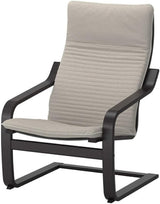 IKEA POÄNG Armchair with Black-Brown Frame and Knisa Light Beige Cushion, 692.407.95