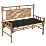 47.2-Inch Bamboo Garden Bench with Backrest, Carry Handles and Cushion, Portable Seating for Patio, Indoor or Outdoor Use