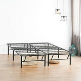 PrimaSleep Full-Size 18-Inch Heavy-Duty Steel Slat Bed Frame in Black with Anti-Slip Support, No-Noise Construction, Easy Assembly, and No Box Spring Required