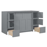 Twin Wall Bed with Wood Cabinet Frame, Charging Station, Outlet, USB Ports and Storage Drawers, Space-Saving Murphy Bed for Home Office or Studio, White