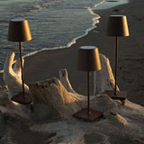 Zafferano Poldina Pro Touch-Dimmable LED Table Lamp in BORDEAUX, Powder-Coated Aluminum with IP54 Protection, Indoor/Outdoor Use, Contact Charging Base and USA Plug