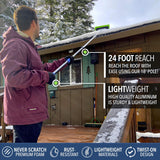 EVERSPROUT SnowBuster Extendable Roof Rake with Never-Scratch Foam Pad, 7-to-24 Foot Length and Up to 30 Ft Standing Reach