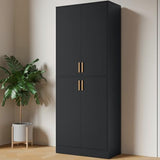 Cozy Castle 71′′ Tall Pantry Cabinet with Four Doors and Adjustable Shelves, Freestanding Wood Storage Cupboard for Kitchen, Dining Room, Living Room or Bathroom, Gray