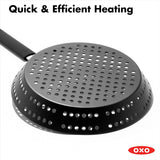 OXO Obsidian 12-Inch Carbon Steel Wok Pan, Pre-Seasoned with Removable Silicone Handle Holder, Induction and Oven Safe, Black