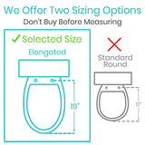 Vive Raised Toilet Seat with Handles for Seniors, Easy-Clean White Seat Riser for Elongated or Standard Bowls, Handicap and Post-Surgery Support