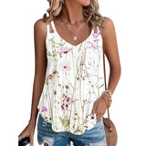 Womens Sleeveless V-Neck Tank Top with Floral Eyelet Detail, Dressy Casual Summer Camisole Tunic Blouse