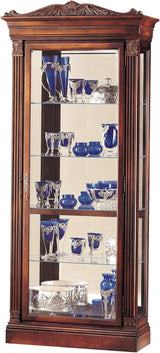 Howard Miller Embassy Curio Cabinet 680-243 with Embassy Cherry Finish, Four Glass Shelves, Five-Level Display, Locking Front Door and Halogen Light