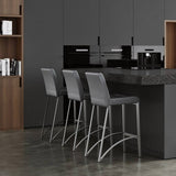Contemporary Lynx Bar Stool by Zuri Furniture, Counter Height Design with Metal Base, Black