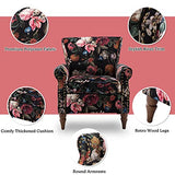 HULALA HOME Upholstered Wingback Accent Chair with Removable Cushion, Wood Legs and Nailhead Trim, Floral Living Room or Bedroom Armchair, Blue
