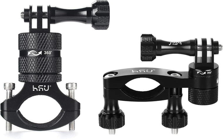 Black Aluminum Handlebar Mount for GoPro Hero 11-4, DJI Osmo Action, AKASO and Other Action Cameras