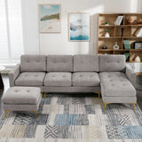 Soges Gray U-Shaped Sectional Sofa with Convertible 5-Seater Design and Ottoman, Living Room Couch Measuring 110×54