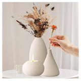 3-Piece Matte White Ceramic Vase Set for Boho Shelf, Entryway, Dining Table, Mantel, or Bookshelf Decor