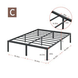 PrimaSleep Full-Size 18-Inch Heavy-Duty Steel Slat Bed Frame in Black with Anti-Slip Support, No-Noise Construction, Easy Assembly, and No Box Spring Required