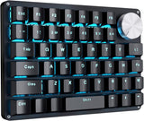 Koolertron One-Handed Mechanical Gaming Keyboard with Programmable Keypad, Rotating Knob, 45 Keys, Blue Backlighting and Blue Switches for Windows PC Gamers