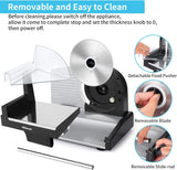 7.5-Inch Electric Meat & Deli Slicer for Home Use, with 2 Removable Stainless Steel Blades and Adjustable Thickness Control, Cuts Frozen Meat, Cheese, Bread & Vegetables, Black